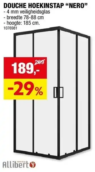 Hubo DOUCHE HOEKINSTAP “NERO” aanbieding