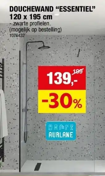Hubo DOUCHEWAND “ESSENTIEL” 120 x 195 cm aanbieding