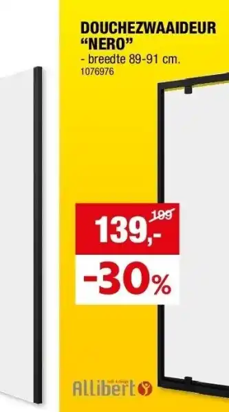 Hubo DOUCHEZWAAIDEUR “NERO” aanbieding