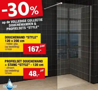 Hubo DOUCHEWAND “STYLE” 120 x 200 cm aanbieding