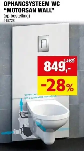 Hubo OPHANGSYSTEEM WC “MOTORSAN WALL” aanbieding