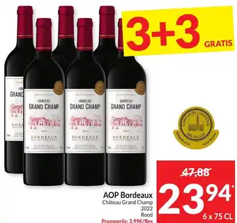 Intermarché AOP Bordeaux Château Grand Champ 2022 Rood 6 x 75cl aanbieding
