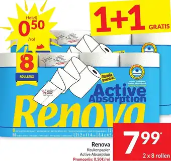 Intermarché Renova Keukenpapier Active Absorption 2 x 8 rollen aanbieding