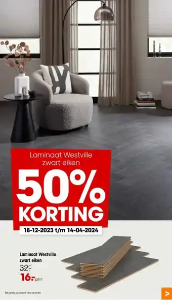 Kwantum Laminaat Westville zwart eiken aanbieding