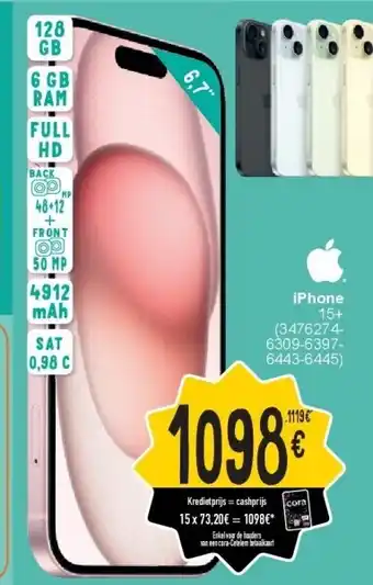 Cora iPhone 15+ aanbieding