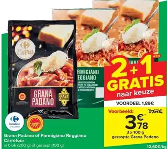 Carrefour Grana Padano of Parmigiano Reggiano Carrefour aanbieding