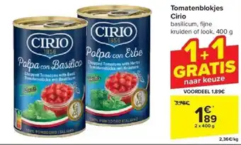 Carrefour Tomatenblokjes Cirio aanbieding