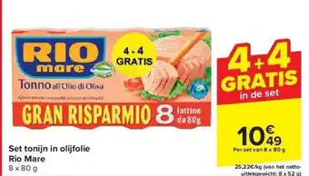 Carrefour Set tonijn in olijfolie Rio Mare aanbieding