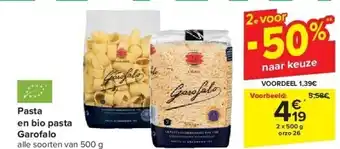 Carrefour Pasta en bio pasta Garofalo aanbieding