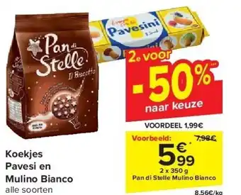 Carrefour Koekjes Pavesi en Mulino Bianco aanbieding