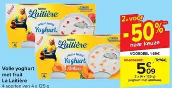 Carrefour Volle yoghurt met fruit La Laitière aanbieding