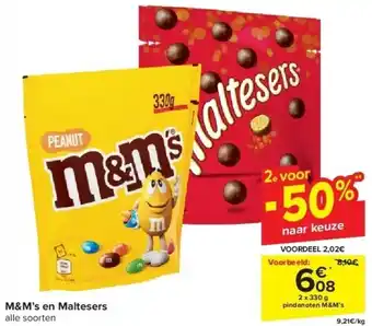 Carrefour M&M’s en Maltesers aanbieding