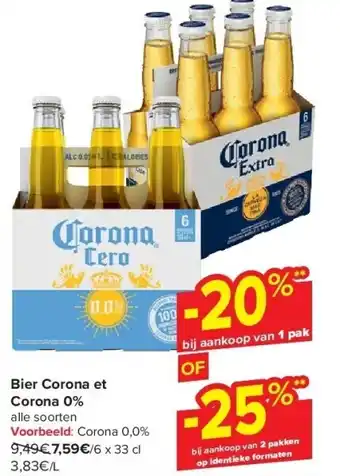 Carrefour Bier Corona et Corona 0% aanbieding