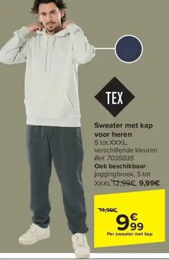 Carrefour Sweater met kap voor heren aanbieding