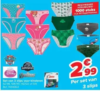Carrefour Set van 3 slips voor kinderen aanbieding