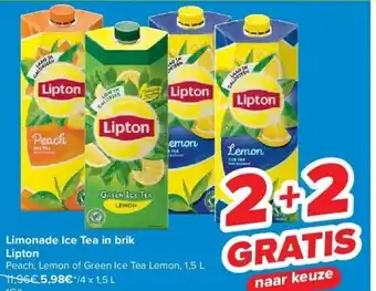 Carrefour Limonade Ice Tea in brik Lipton aanbieding