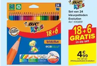 Carrefour Set van 24 kleurpotloden Evolution aanbieding