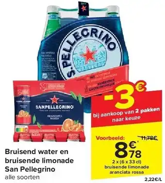 Carrefour Bruisend water en bruisende limonade San Pellegrino aanbieding