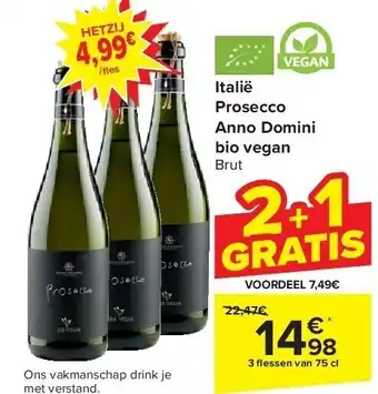 Carrefour Italië Prosecco Anno Domini bio vegan aanbieding