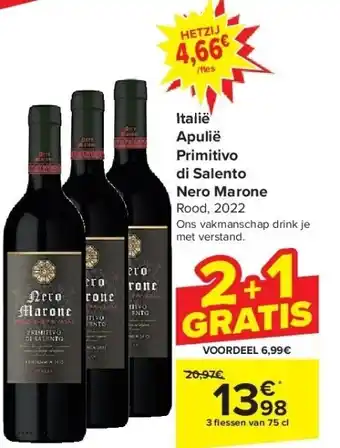Carrefour Italië Apulië Primitivo di Salento Nero Marone aanbieding