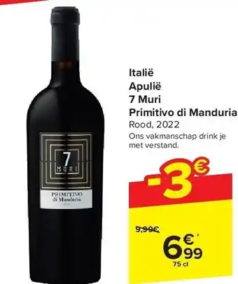 Carrefour Italië Apulië 7 Muri Primitivo di Manduria aanbieding