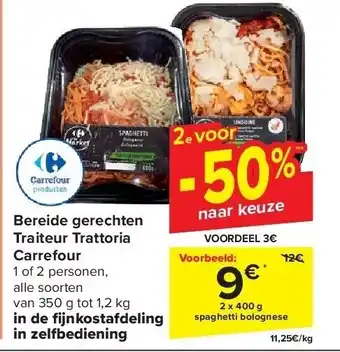Carrefour Bereide gerechten Traiteur Trattoria Carrefour aanbieding