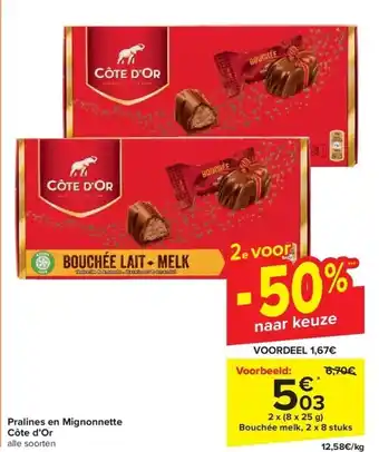 Carrefour Pralines en Mignonnette Côte d’Or aanbieding