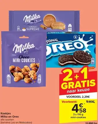 Carrefour Koekjes Milka en Oreo aanbieding