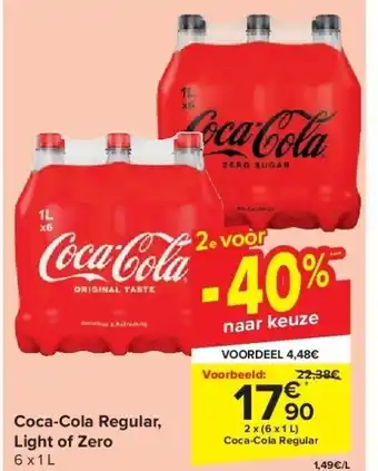 Carrefour Coca-Cola Regular, Light of Zero aanbieding