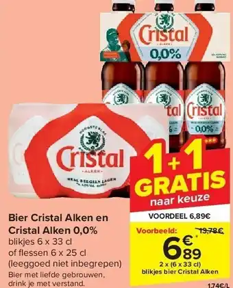 Carrefour Bier Cristal Alken en Cristal Alken 0,0% aanbieding