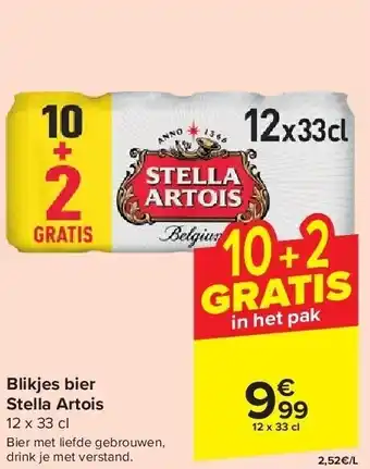 Carrefour Blikjes bier Stella Artois aanbieding