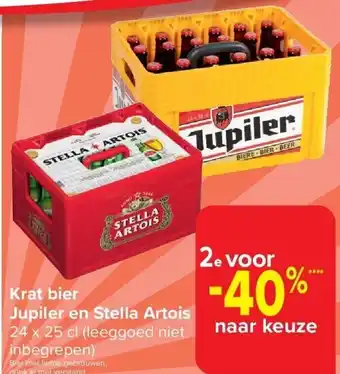 Carrefour Krat bier Jupiler en Stella Artois aanbieding