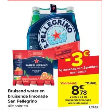 Carrefour Market Bruisend water en bruisende limonade San Pellegrino 2 x (6 x 33 cl) aanbieding