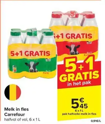 Carrefour Market Melk in fles Carrefour 6 x 1 L aanbieding