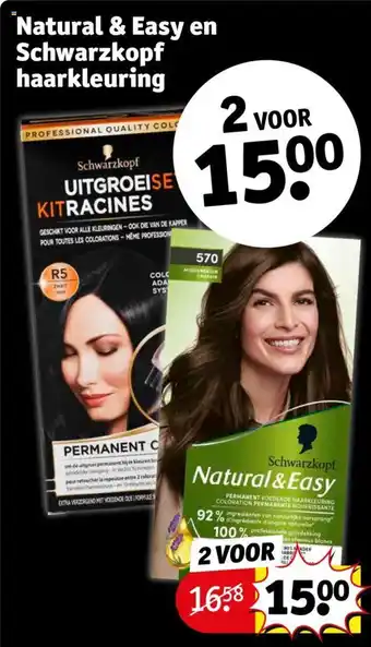 Kruidvat Natural & Easy en Schwarzkopf haarkleuring aanbieding