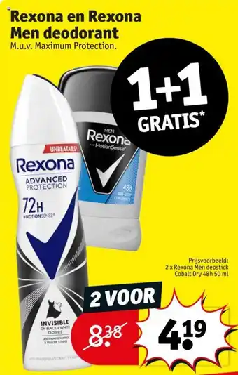 Kruidvat Rexona en Rexona Men deodorant aanbieding