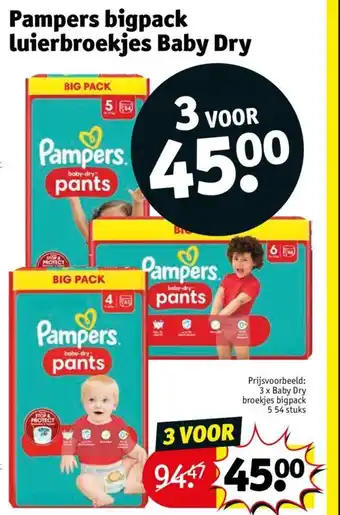Kruidvat Pampers bigpack luierbroekjes Baby Dry aanbieding