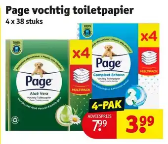 Kruidvat Page vochtig toiletpapier 4 x 38 stuks aanbieding