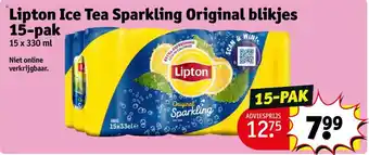 Kruidvat Lipton Ice Tea Sparkling Original blikjes 15-pak aanbieding