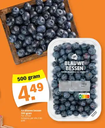 Albert Heijn AH Blauwe bessen 500 gram aanbieding