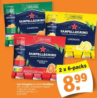 Albert Heijn San Pellegrino 6 x 0.33 literblikjes aanbieding