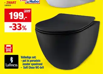 Hubo OPHANG WC RIM MONZA  ZWART aanbieding