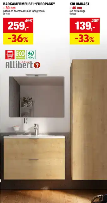 Hubo BADKAMERMEUBEL EUROPACK 80 cm aanbieding