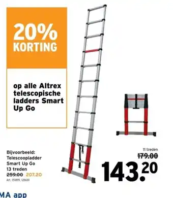 GAMMA Telescoopladder Smart Up Go 11 treden aanbieding
