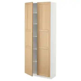 IKEA Metod Hoge kast met planken, wit/forsbacka eiken, 80x37x200 cm aanbieding