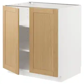 IKEA Metod Onderkast met plank/2 deuren, wit/forsbacka eiken, 80x60 cm aanbieding