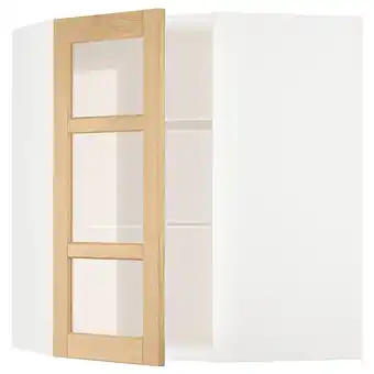 IKEA Metod Bovenhoekkast met plank/vitrinedeur, wit/forsbacka eiken, 68x80 cm aanbieding