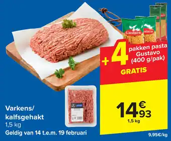 Varkens/ kalfsgehakt 1,5 kg