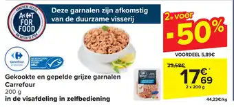 Carrefour Gekookte en gepelde grijze garnalen 2 x 200 g aanbieding