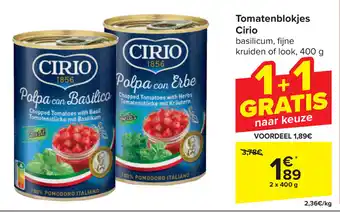 Carrefour Tomatenblokjes Cirio 2 x 400 g aanbieding
